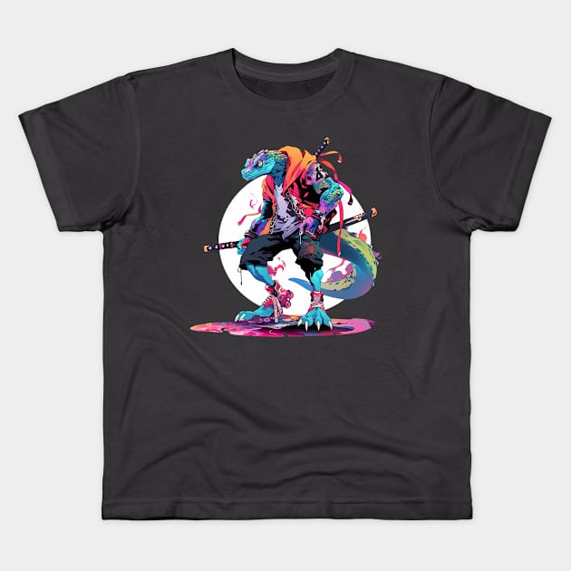 samurai lizard Kids T-Shirt by piratesnow